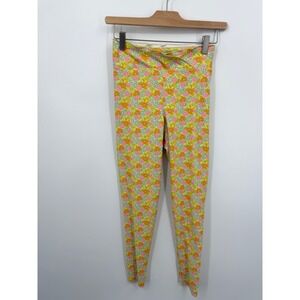 Dippin Daisies Leggings Womens M Yellow Retro‎ Floral Crossover Waist